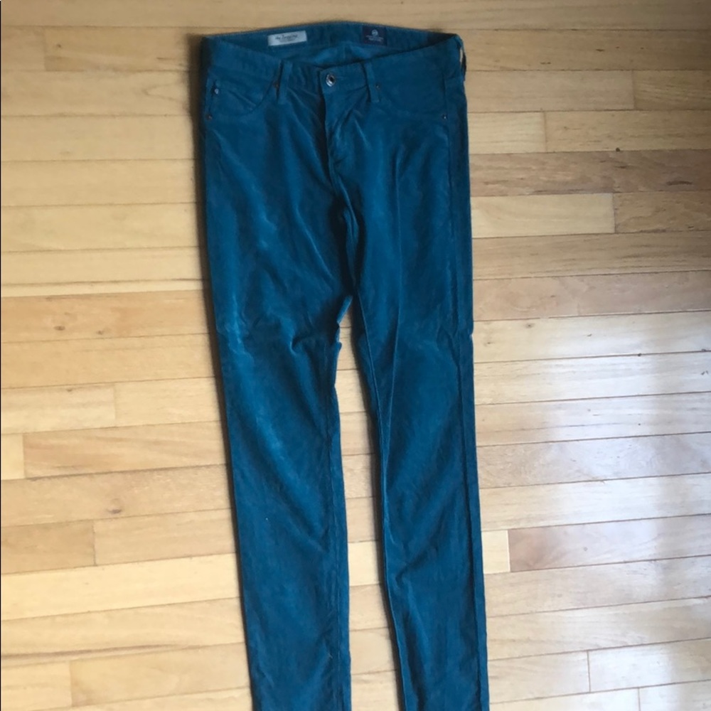 AG Teal Corduroy Super Skinny Legging Jeans